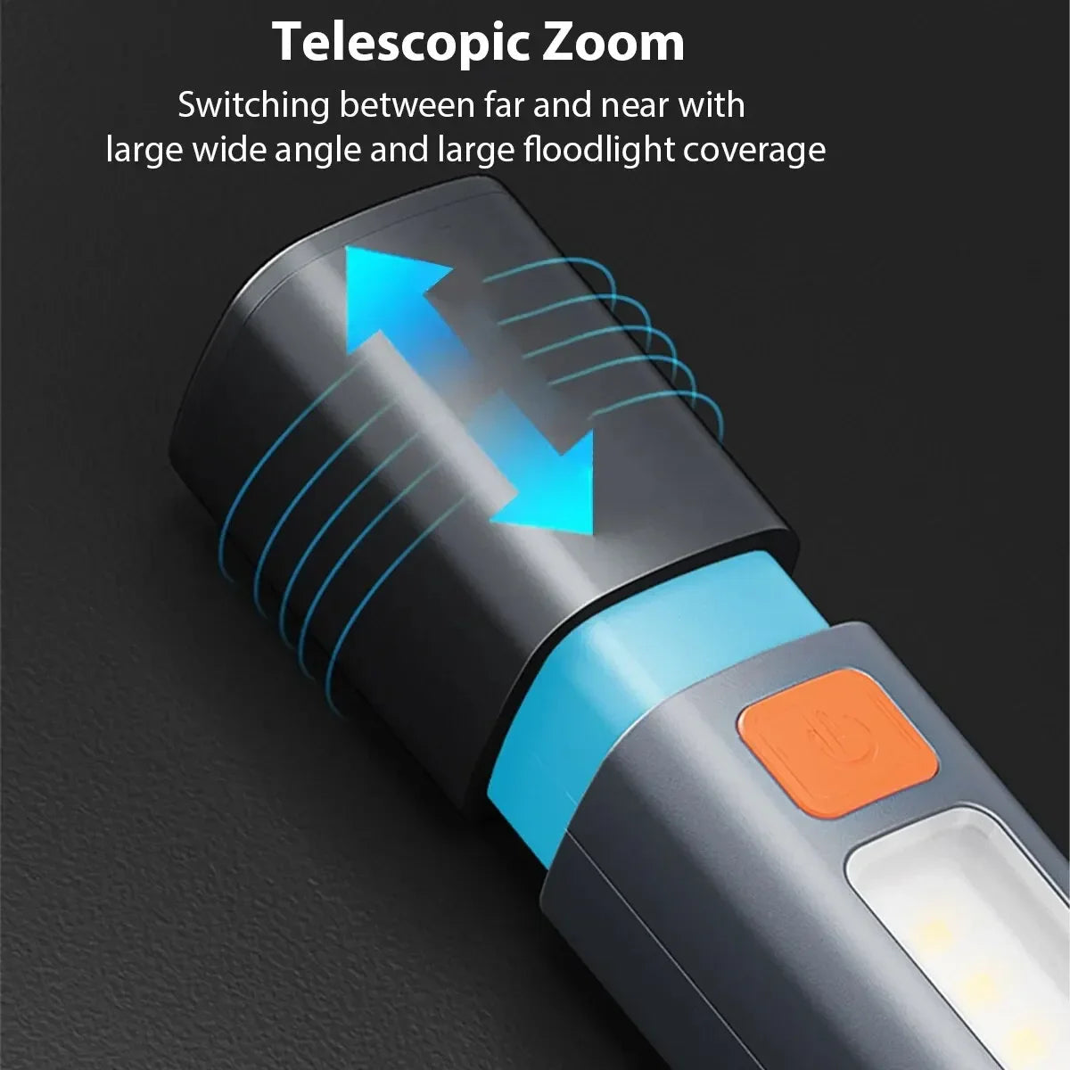 Lampe Torche Rechargeable Puissante avec Éclairage COB et Zoom Télescopique – Lampe de Poche Portable pour Camping et Randonnée
