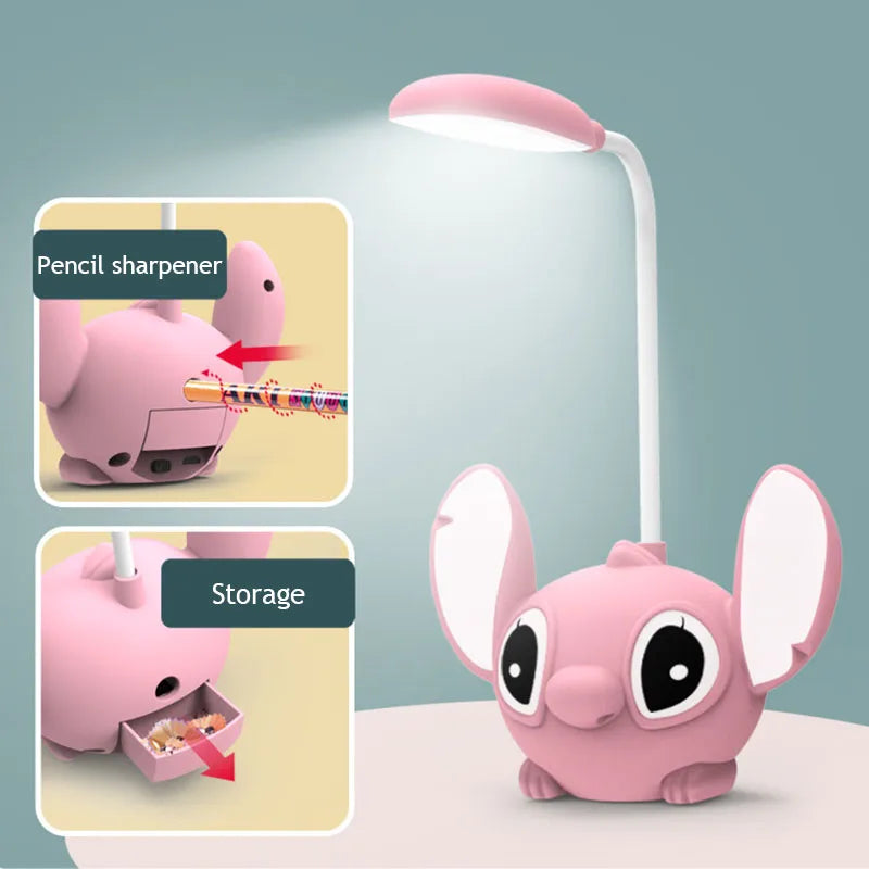 Lampe de Bureau LED Lilo et Stitch avec Taille-Crayon – Lampe de Nuit USB Réglable pour Enfants et Fans de Disney