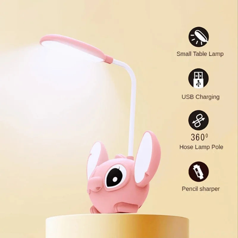 Lampe de Bureau LED Lilo et Stitch avec Taille-Crayon – Lampe de Nuit USB Réglable pour Enfants et Fans de Disney