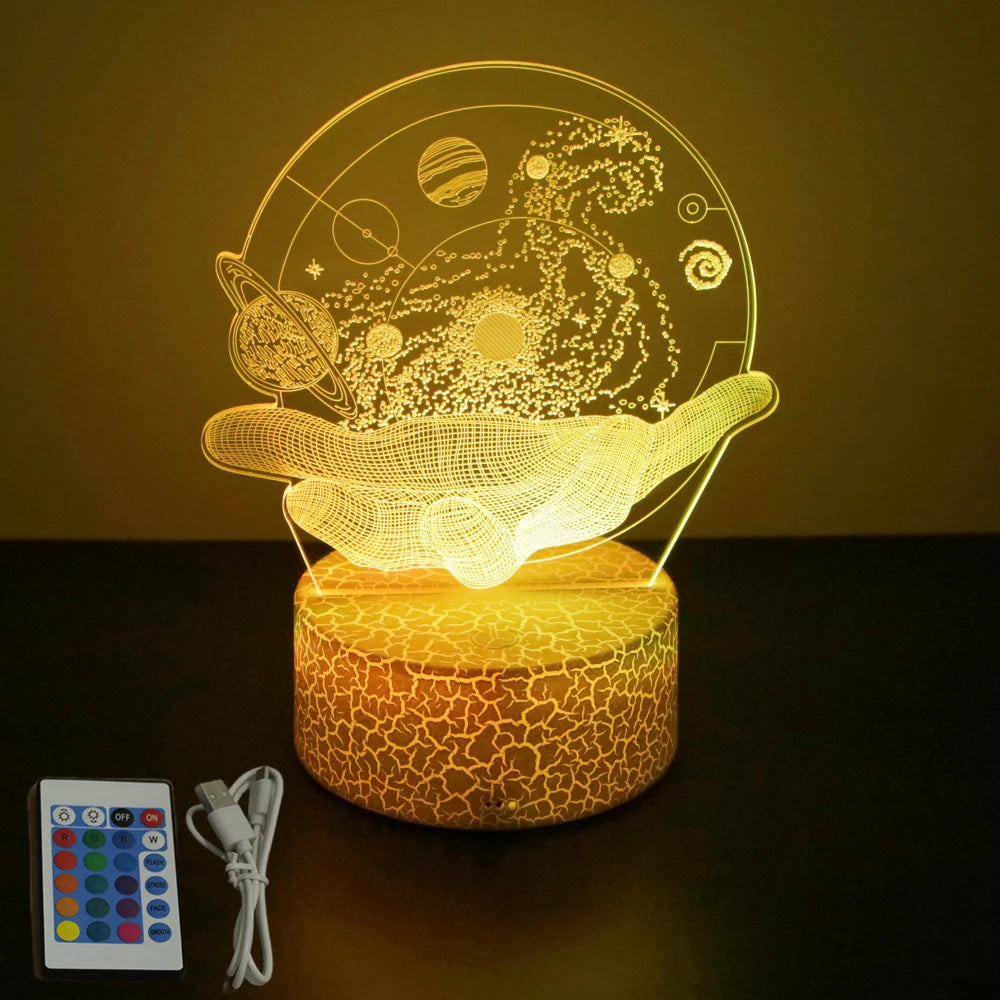 Lampe de Chevet LED 3D Astronaute – Veilleuse de Nuit avec 16 Couleurs et Contrôle Tactile pour Enfants
