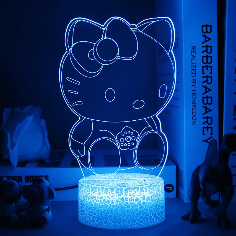 Lampe de Chevet LED 3D Hello Kitty - Veilleuse de Nuit Multicolore avec Éclairage Doux pour Chambre d'Enfant