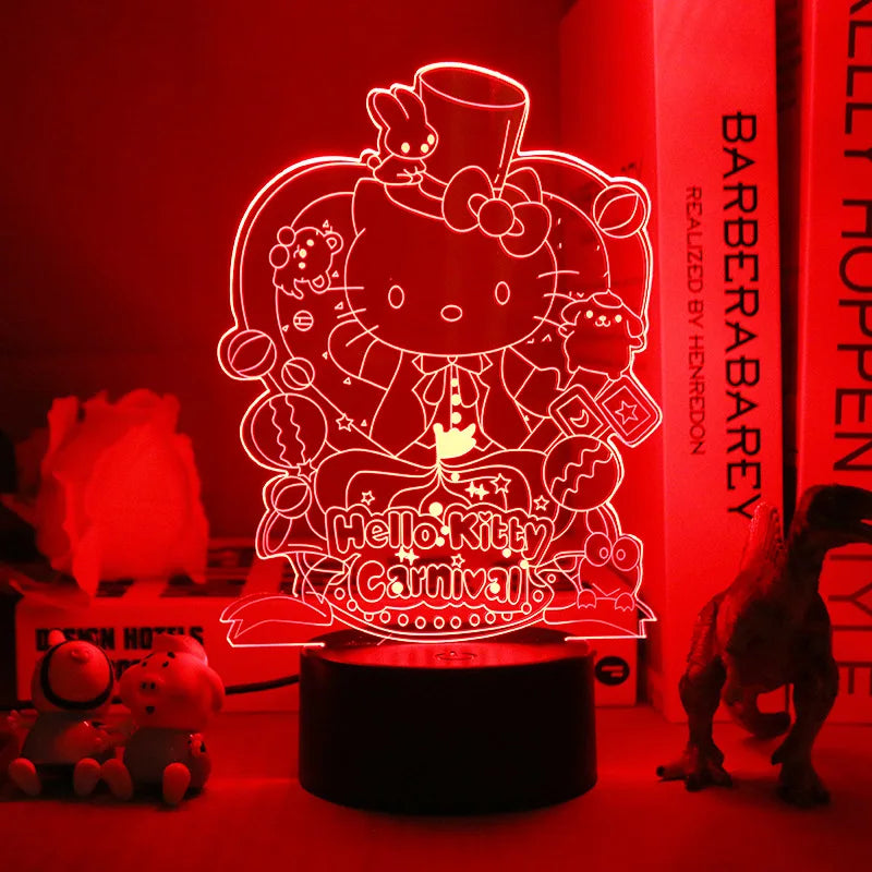 Lampe de Chevet LED 3D Hello Kitty - Veilleuse de Nuit Multicolore avec Éclairage Doux pour Chambre d'Enfant