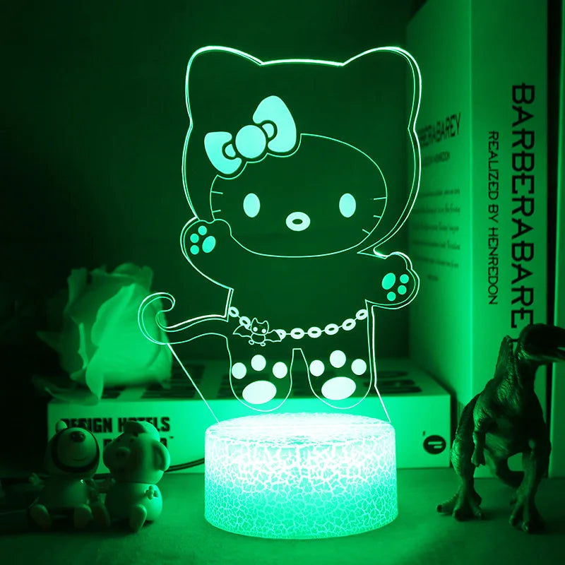 Lampe de Chevet LED 3D Hello Kitty - Veilleuse de Nuit Multicolore avec Éclairage Doux pour Chambre d'Enfant