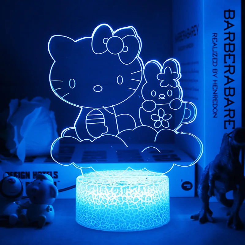 Lampe de Chevet LED 3D Hello Kitty - Veilleuse de Nuit Multicolore avec Éclairage Doux pour Chambre d'Enfant