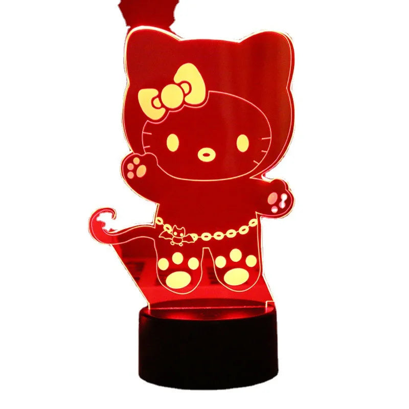 Lampe de Chevet LED 3D Hello Kitty - Veilleuse de Nuit Multicolore avec Éclairage Doux pour Chambre d'Enfant