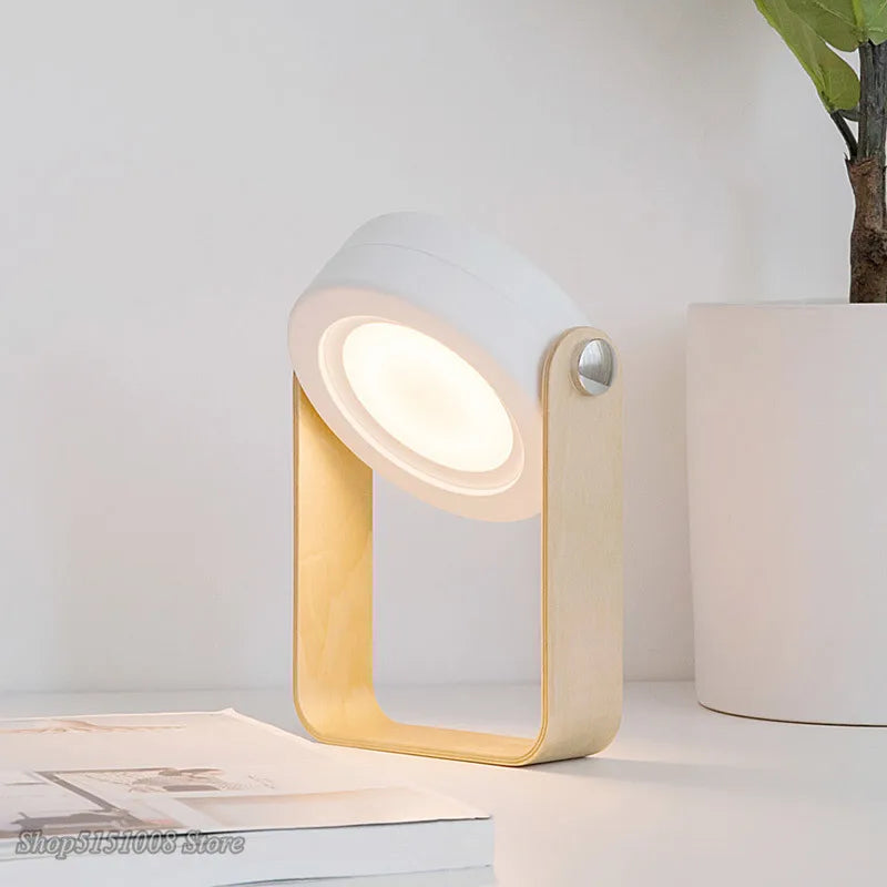 Lampe de Lecture LED Pliable avec Poignée en Bois – Lampe pour Lire Rechargeable par USB et Portable