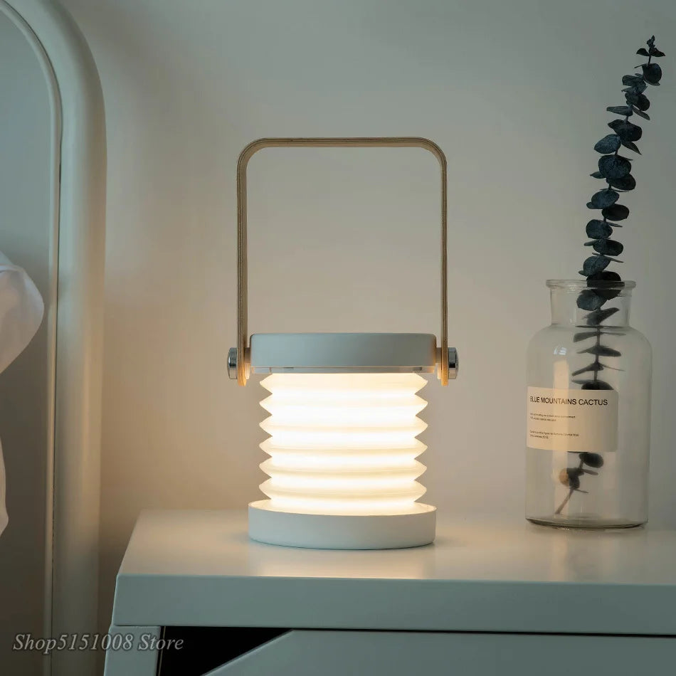 Lampe de Lecture LED Pliable avec Poignée en Bois – Lampe pour Lire Rechargeable par USB et Portable