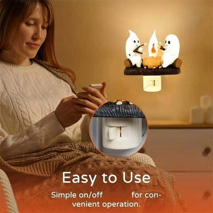 Phantom Night Lamp with Flame Effect – LED Halloween Decoration for Spooky Atmosphere