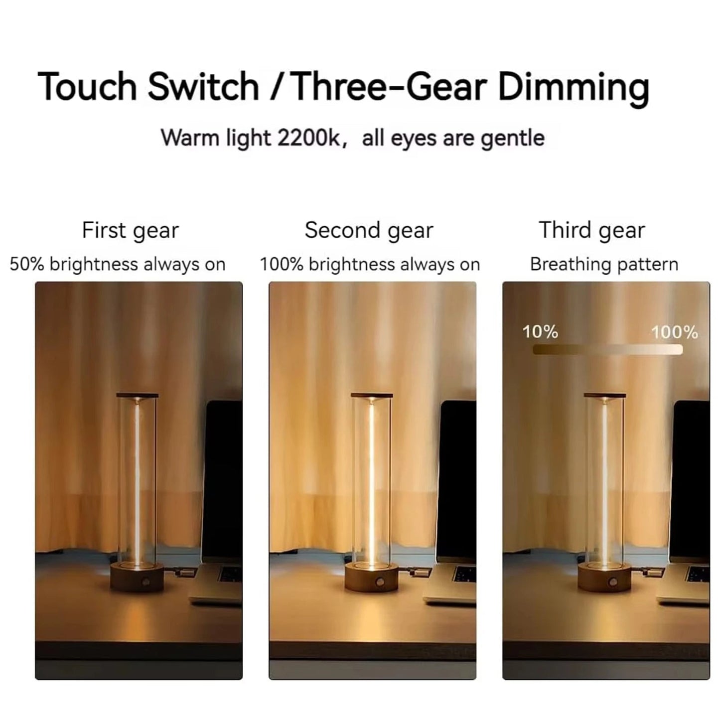 Wireless Rechargeable LED Table Lamp with Magnetic Design and Touch Sensor – Dimmable for Bedroom