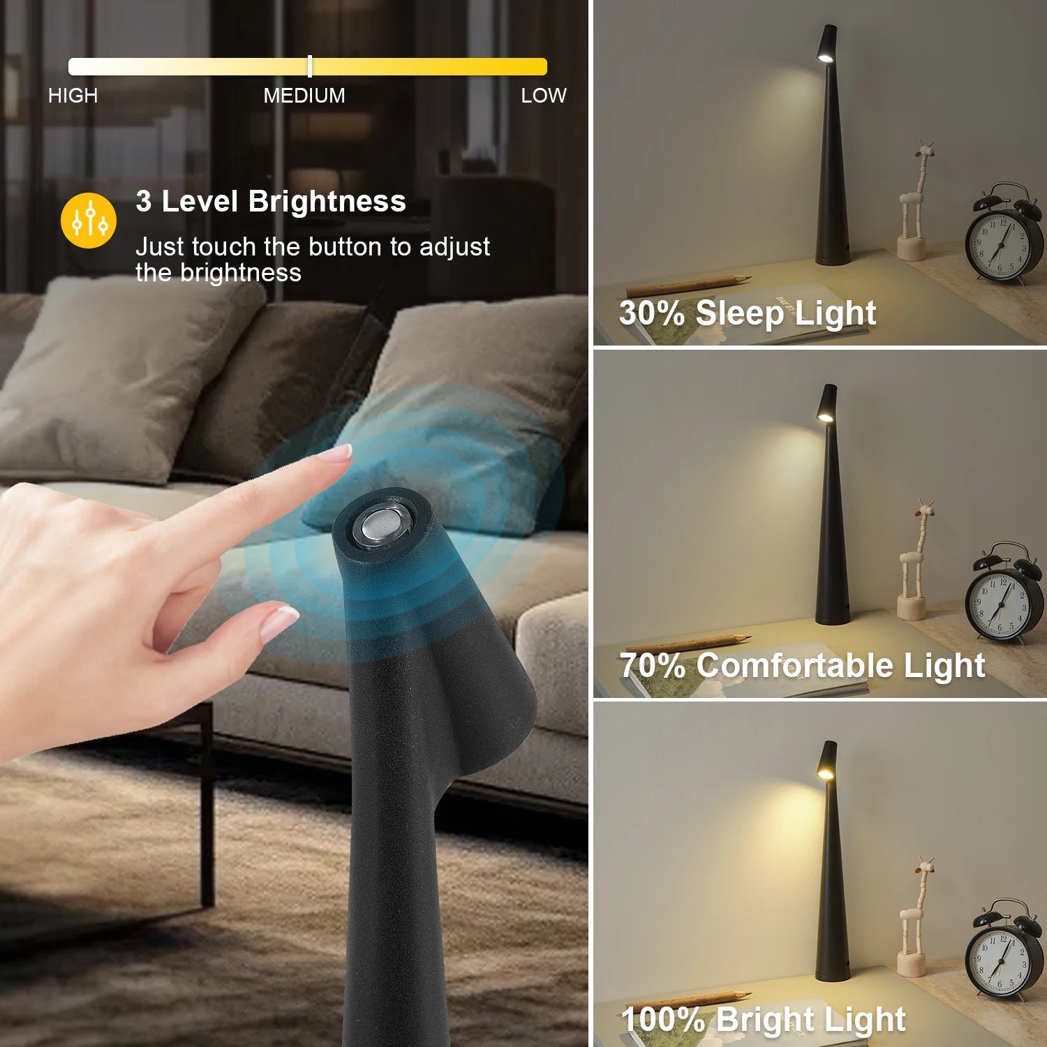Lampe de Table Tactile Dimming Élégante pour Chambre et Salon – Éclairage Personnalisable, Design Moderne, 30 cm