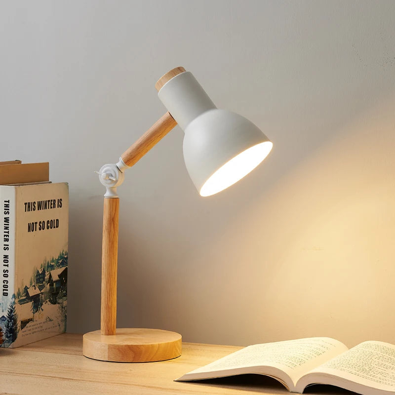 Lampe de Table en Bois Macaron avec Protection des Yeux – Petite Lampe de Bureau pour Chambre, Design Coloré et Éclairage Doux
