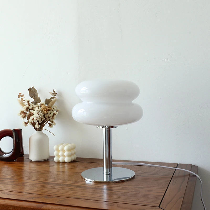 Lampe de Table en Verre Macaron Orange avec Éclairage Doux et Base Ronde en Fer – Design Moderne pour Chambre et Bureau