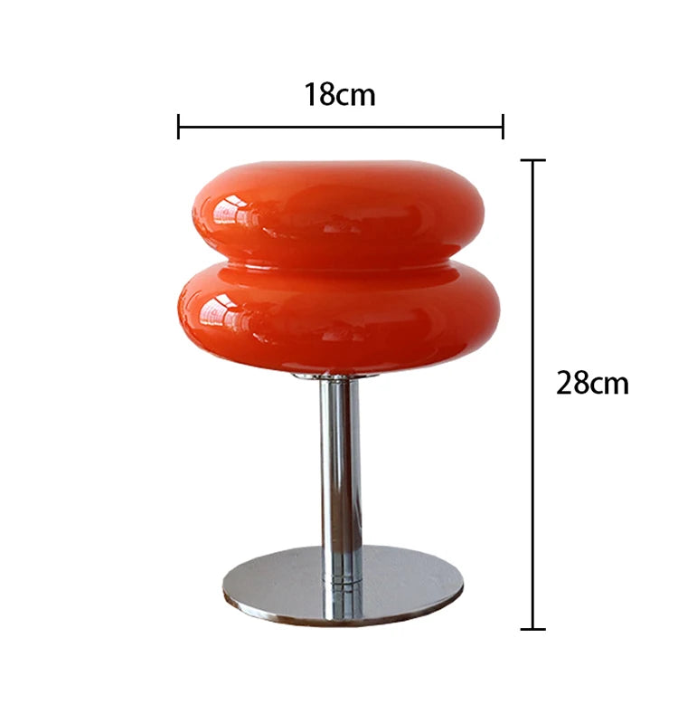 Lampe de Table en Verre Macaron Orange avec Éclairage Doux et Base Ronde en Fer – Design Moderne pour Chambre et Bureau
