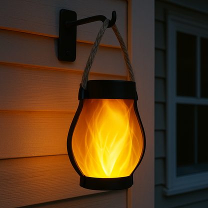 Outdoor Solar Lantern with Flickering Flame Effect – Waterproof, Solar and USB Charging, Ideal for Garden and Patio
