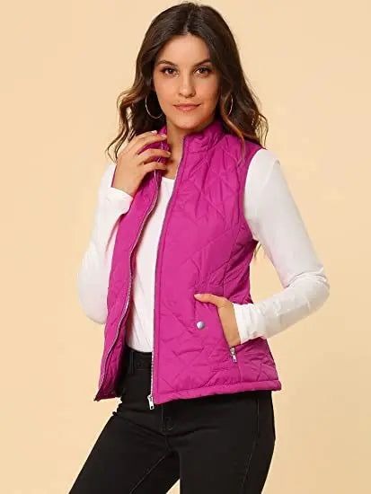 Luna Quilted Vest | Cotton Padded, Stand Collar