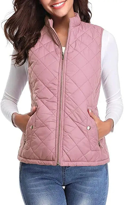 Luna Quilted Vest | Cotton Padded, Stand Collar