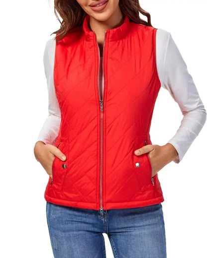 Luna Quilted Vest | Cotton Padded, Stand Collar