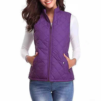 Luna Quilted Vest | Cotton Padded, Stand Collar
