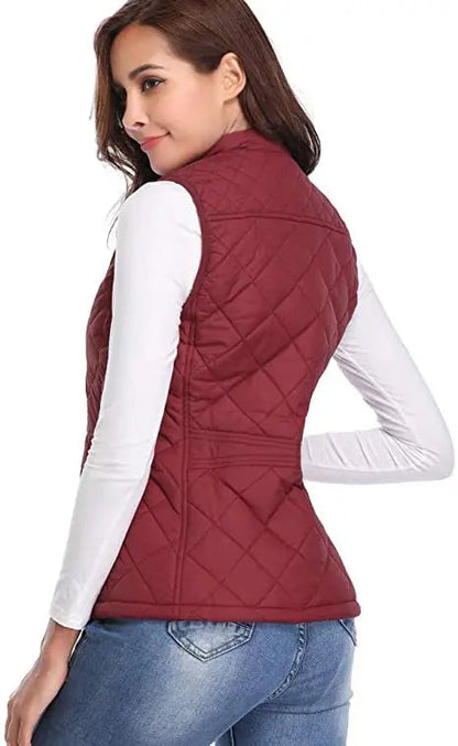 Luna Quilted Vest | Cotton Padded, Stand Collar