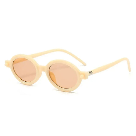 Round Beige Sunglasses for Women with UV400 Protection – Elegant and Trendy Accessory