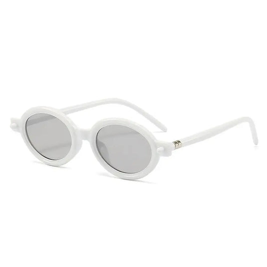 White Round UV400 Sunglasses for Women - Lightweight Resin Frame, Elegant and Trendy Design