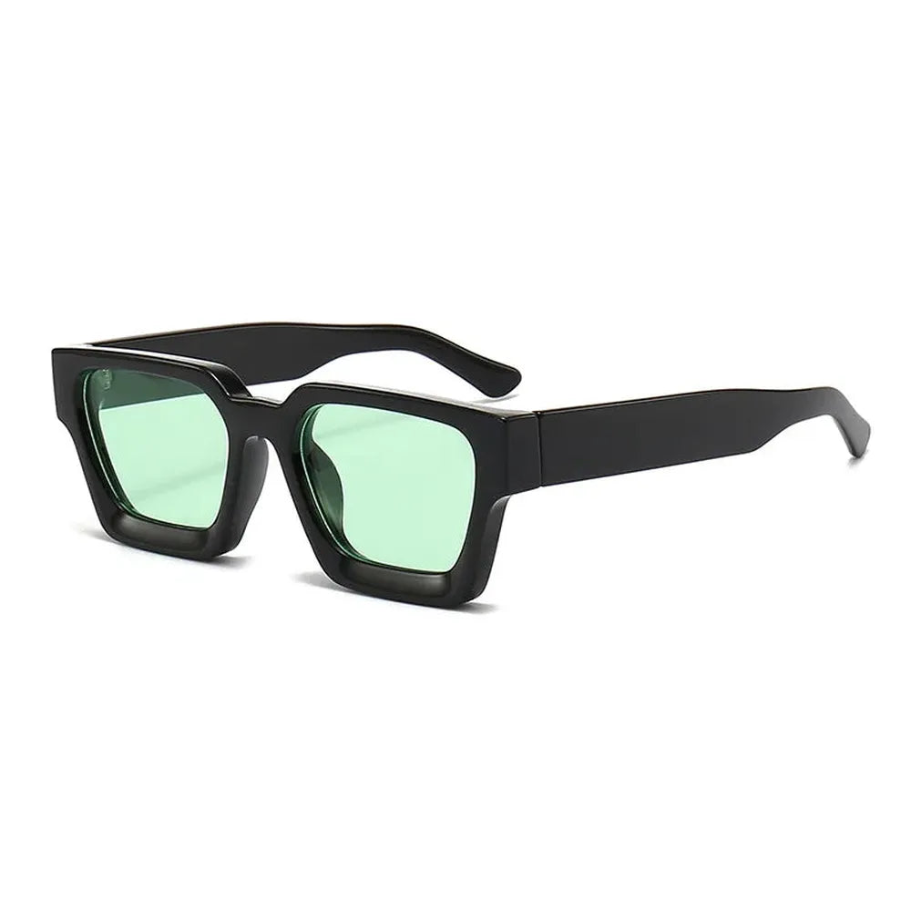 Lunettes de Soleil à Grosse Monture UV400 pour Homme et Femme - Verres Verts, Élégance et Confort