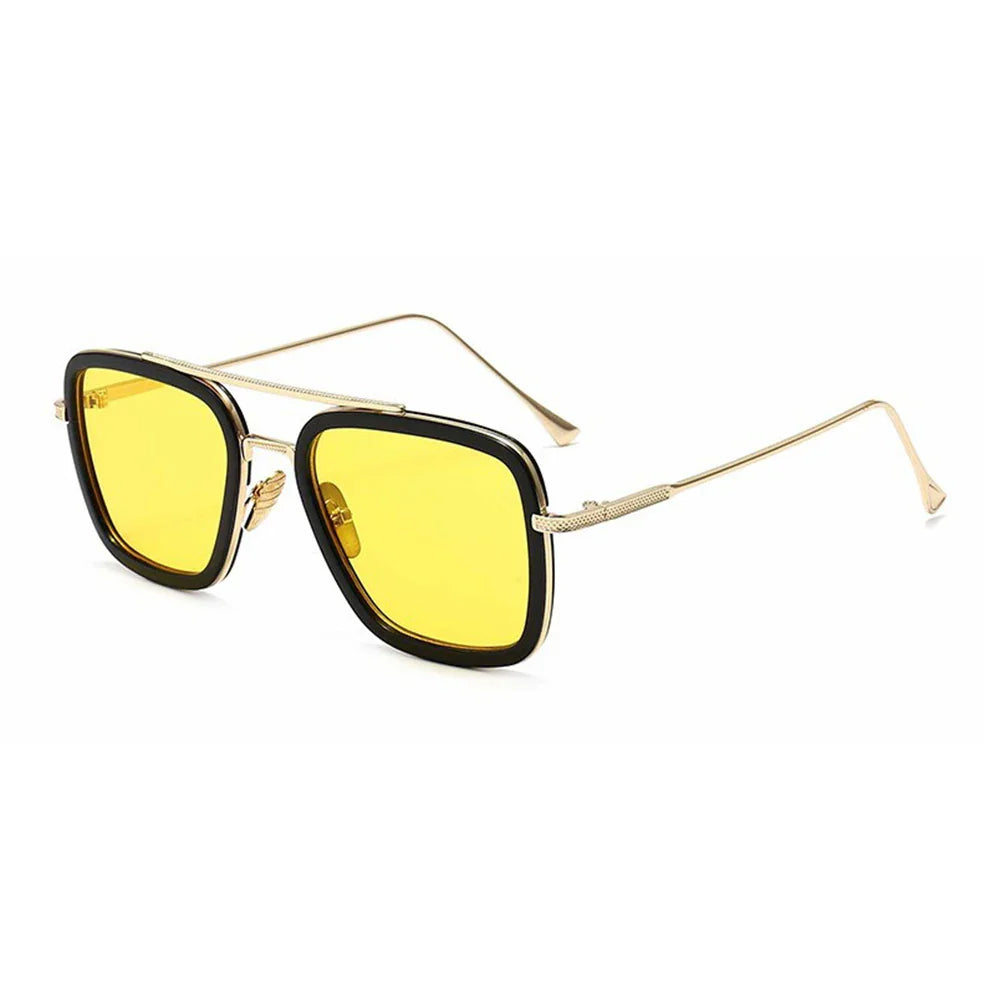 Lunettes de Soleil Femme Rectangulaires avec Verres Jaunes UV400 – Design Moderne et Léger