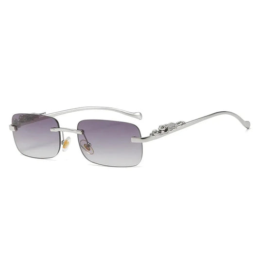 Women's Silver Rectangular Sunglasses with Gradient UV400 Lenses – Elegance and Sun Protection