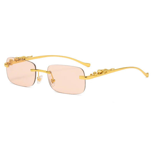 Women's Luxury Rectangular Sunglasses with Champagne Glass – UV400 Protection and Optimal Comfort