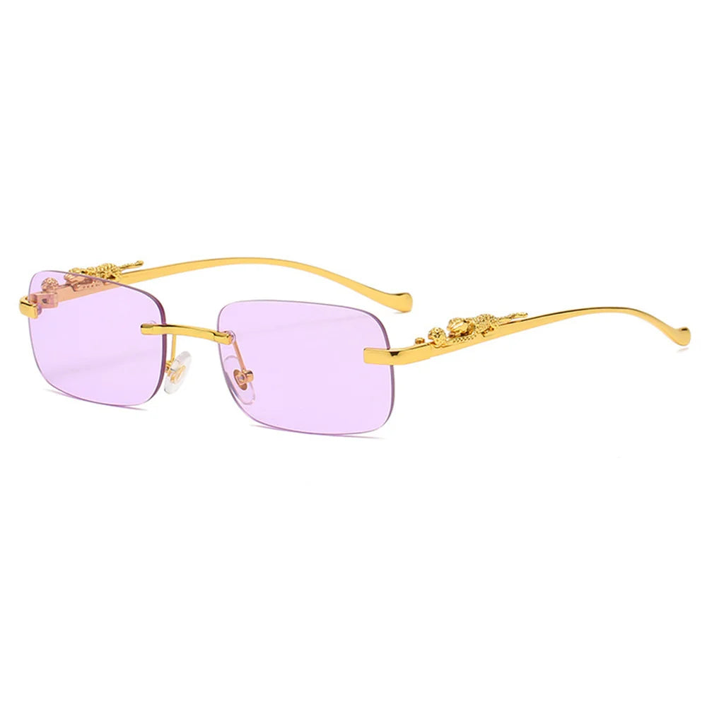 Lunettes de Soleil Rectangulaires Femme UV400 avec Verres Violets – Élégance et Protection Maximale