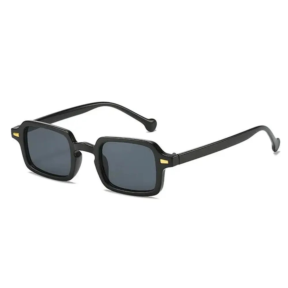 Lunettes de Soleil Rectangulaires Noires UV400, Monture Légère en Résine pour Homme et Femme, Protection Solaire Moderne