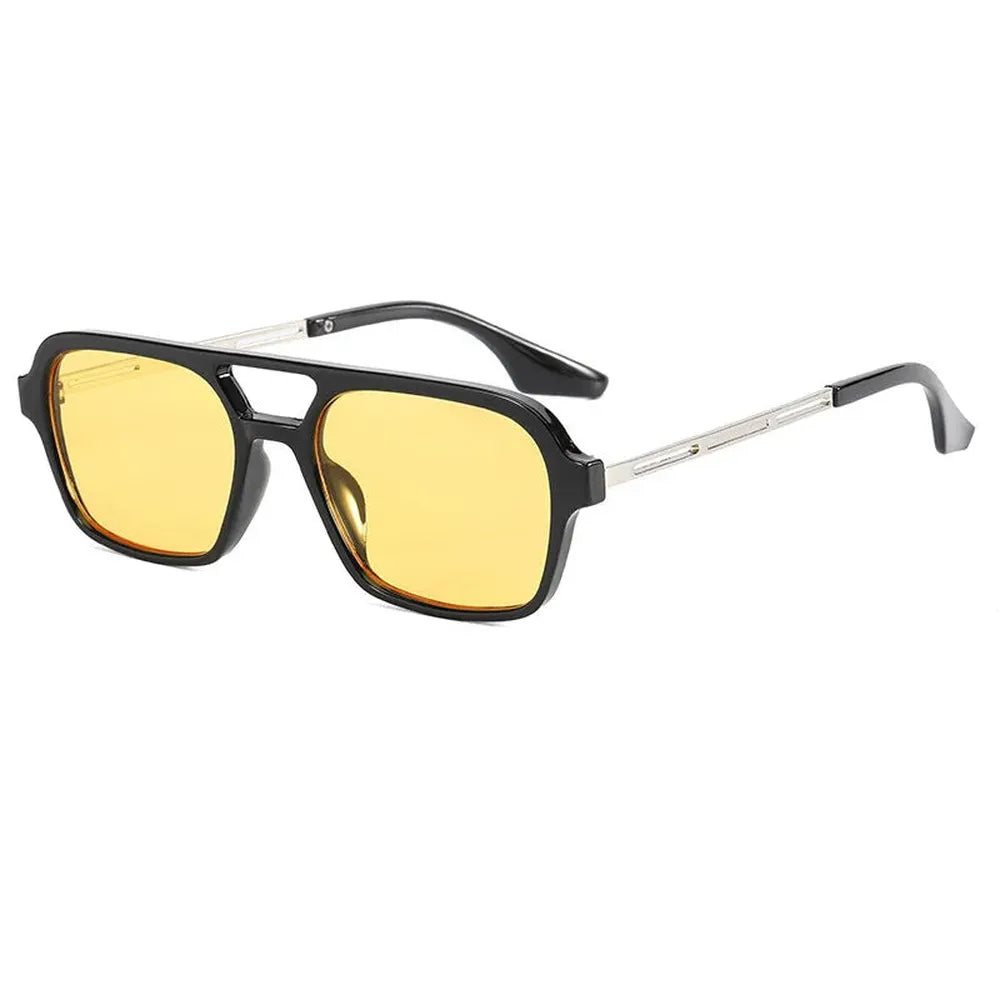 Lunettes de Soleil Rectangulaires Femme Luxe avec Protection UV400 et Verres Dégradés Jaunes