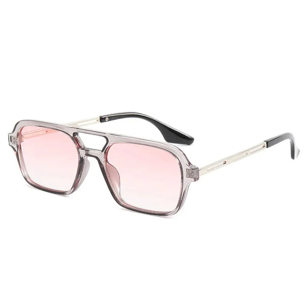 Lunettes de Soleil Rectangulaires Luxe pour Femme avec Verres Dégradés UV400 – Rose Élégant