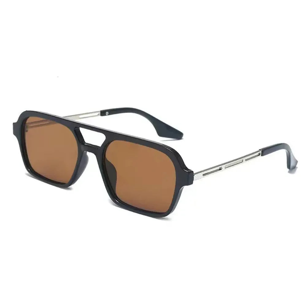 Lunettes de Soleil Rectangulaires Femme Luxe UV400 avec Verres Marron – Élégance et Protection Chic