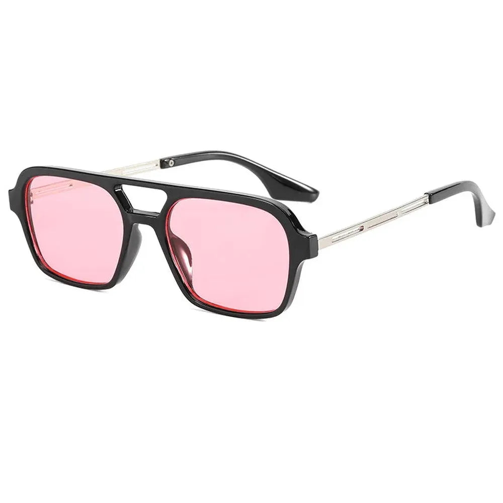 Lunettes de Soleil Femme Rectangulaires Luxe avec Verres Roses UV400 – Élégance et Confort Optimal