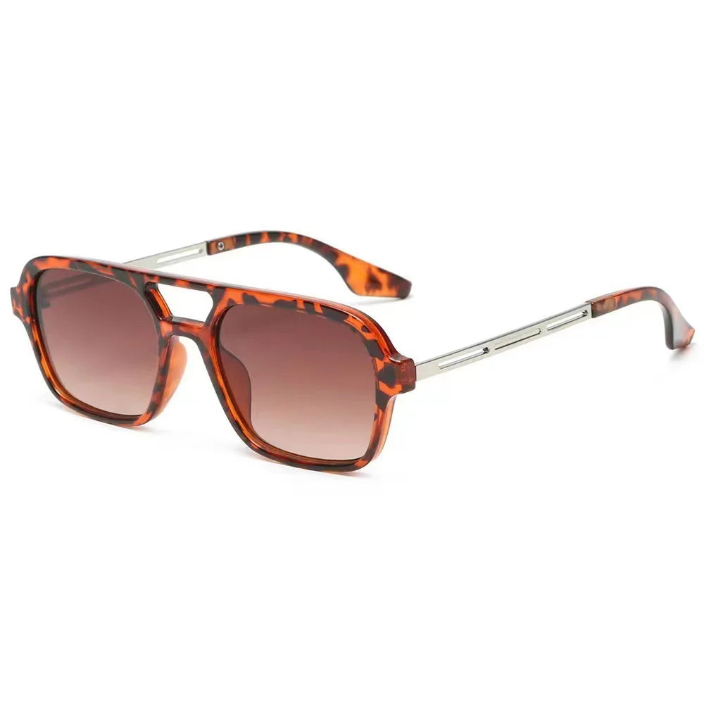 Lunettes de Soleil Femme Rectangulaires Luxe Léopard avec Verres Marron UV400 - Protection et Style Tendance