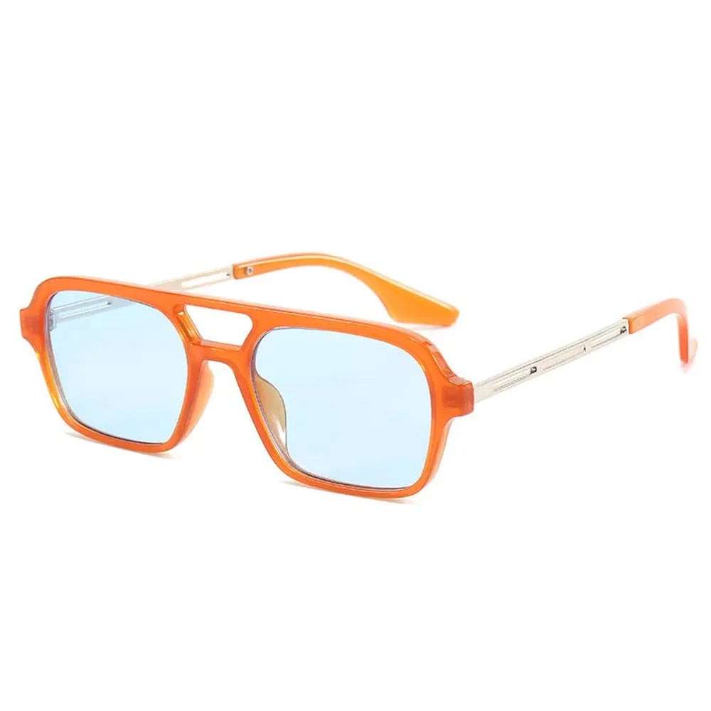 Lunettes de Soleil Rectangulaires Orange pour Femme avec Verres Bleus UV400 – Accessoire de Mode Élégant et Protecteur