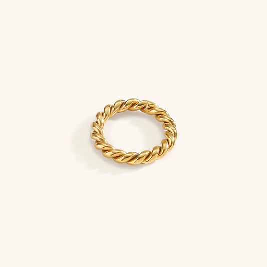Women's Twisted Ring 18 Carat Gold Size 52-56 Stainless Steel