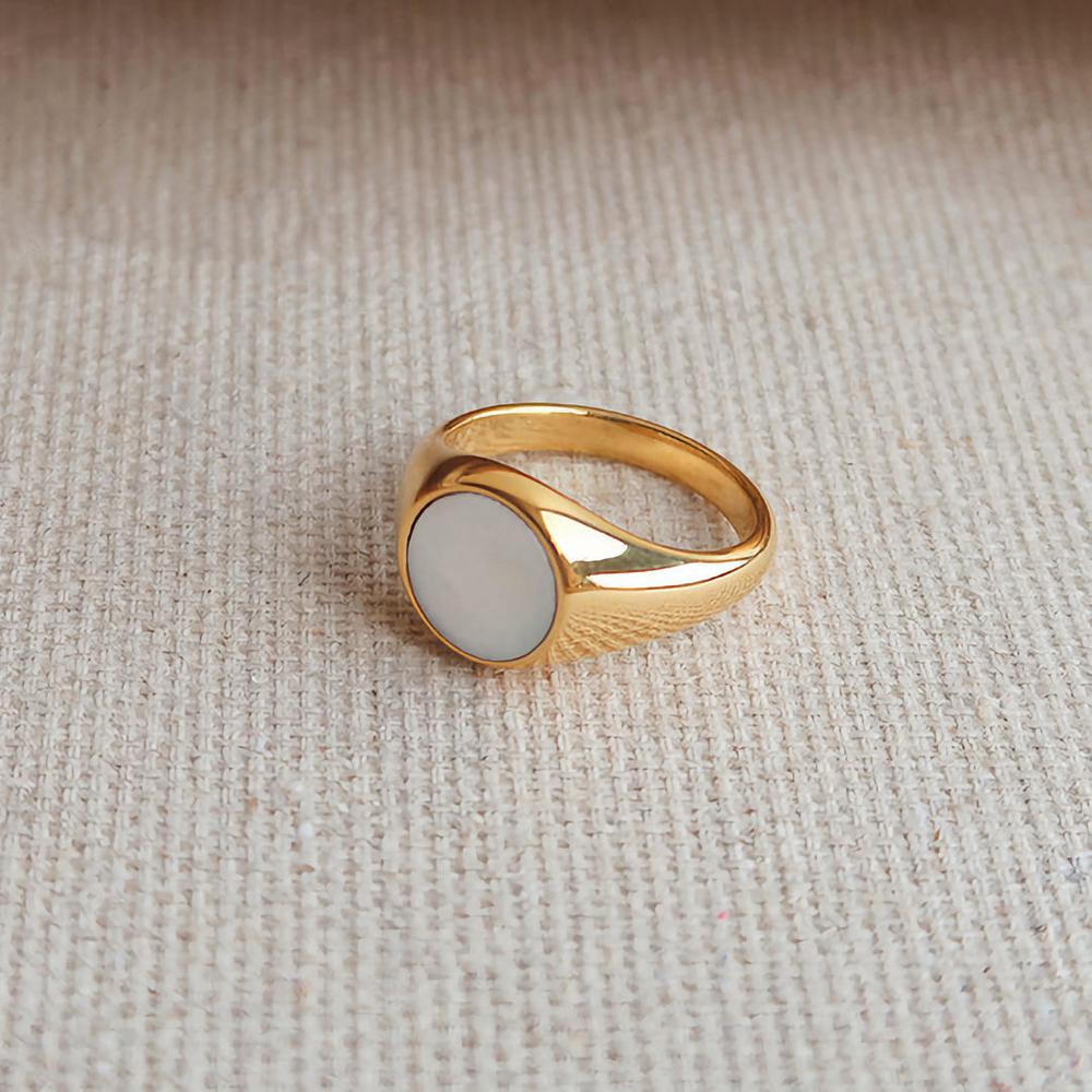 Bague Femme Or Taille 46,8-57,2 mm Acier Inoxydable Perle d'Eau Douce
