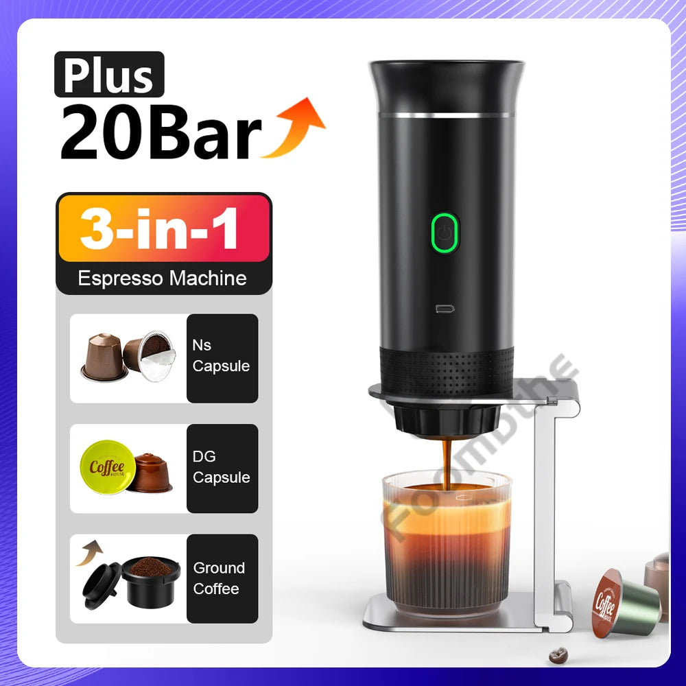 Machine à espresso portable 3-en-1 avec fonction de chauffage – Idéale pour le camping et les voyages