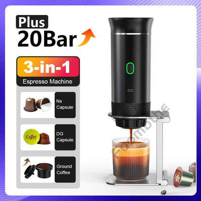 Machine à espresso portable 3-en-1 avec fonction de chauffage – Idéale pour le camping et les voyages