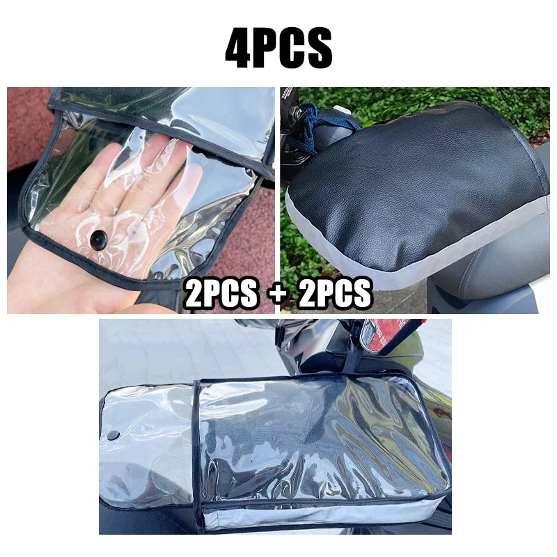 Waterproof and Heated Motorcycle Handlebar Mitts – Winter Hand Protection, Thermal Insulation, Reflective Strips