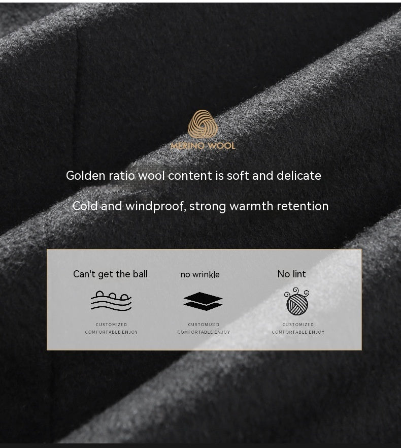 Manteau Long en Laine pour Hommes - Slim Fit, Doublure Matelassée, Hiver