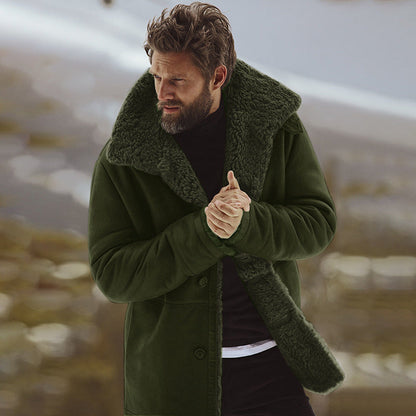 Winter coat for men with Sherpa lining and single-breasted buttoning – European-American style