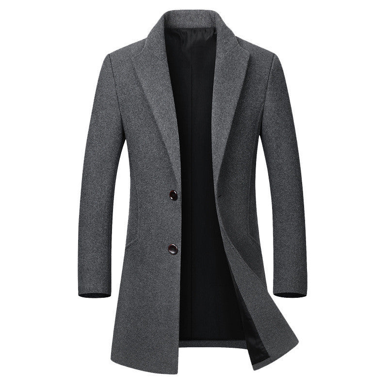 Manteau en Laine Chaud pour Hommes - Coupe Slim Mi-Cuisse avec Poches Latérales