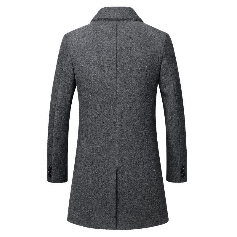 Manteau en Laine Chaud pour Hommes - Coupe Slim Mi-Cuisse avec Poches Latérales
