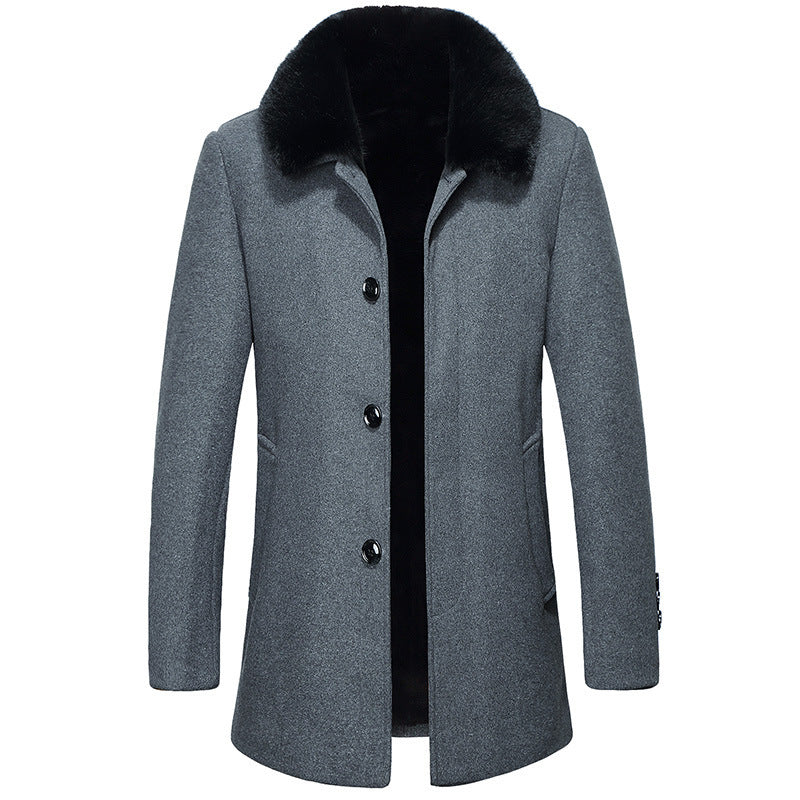 Manteau en Laine Mid-Thigh for Men – Slim Fit and Soft Collar for Winter