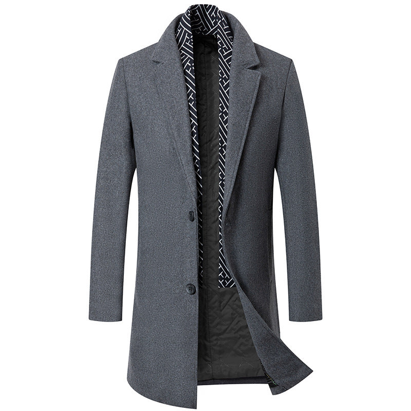 Manteau en Laine Mi-Long pour Homme avec Doublure Matelassée – Style Urbain et Confort Hivernal