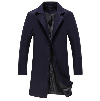 Manteau en Laine pour Homme Coupe Ajustée, Mid-Thigh, Acetate Blend, Minimalist Design, Practical Pockets