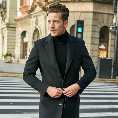 Polyester Coat for Men with Single Breasted – Elegant and Comfortable